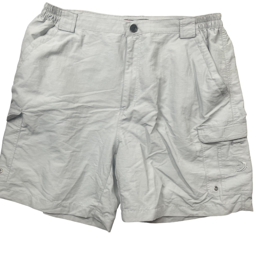 Reel Legends‎ Mens XL Shorts Light Gray  Partial Elastic Waist Nylon Pockets